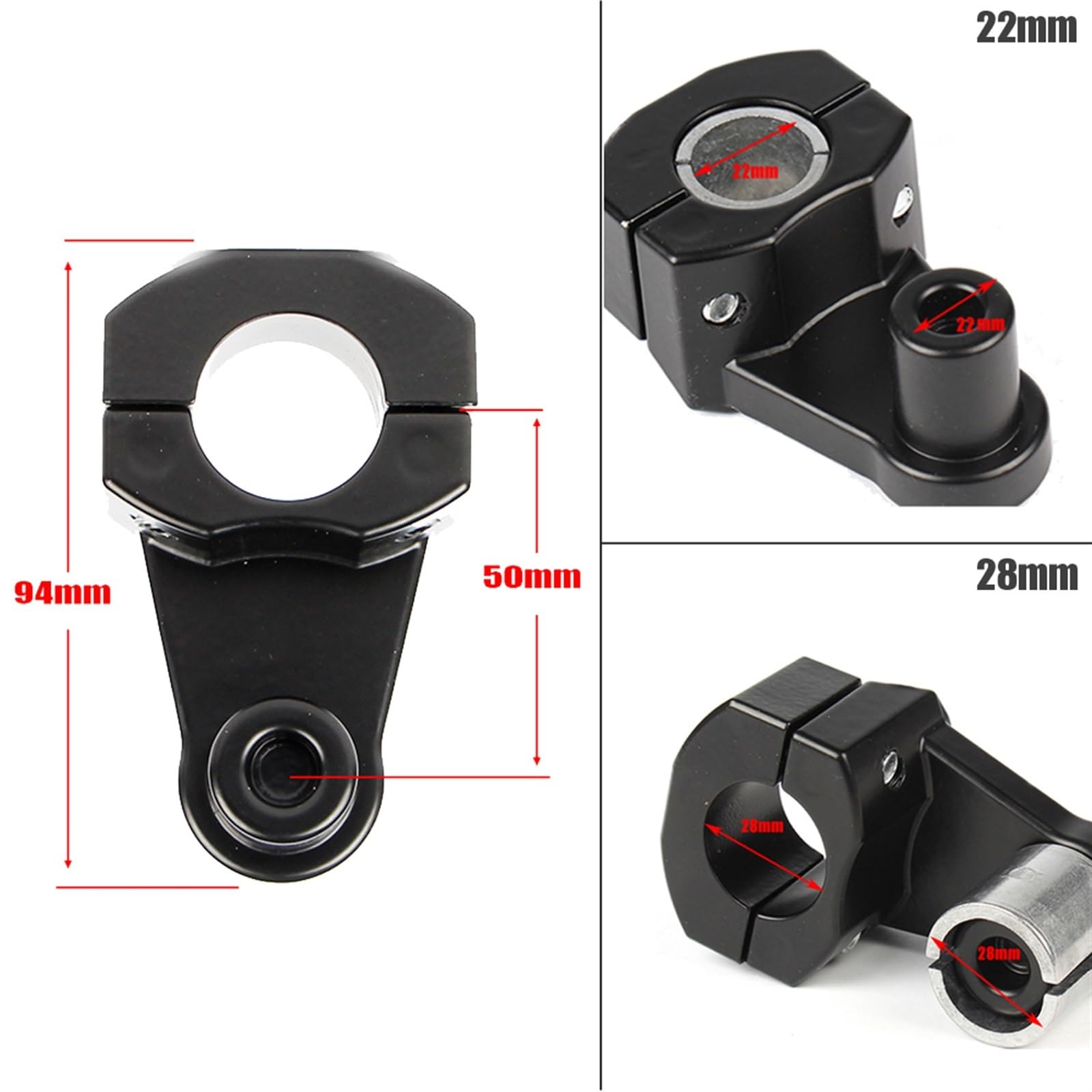 Manubrio Motocicletta Riser Morsetti Per Manubrio Universali Per Moto 22mm 28mm Manubrio Rialzato Riser Per Manubrio Nero Argento Riser Moto (Size : Silver 1 Set)