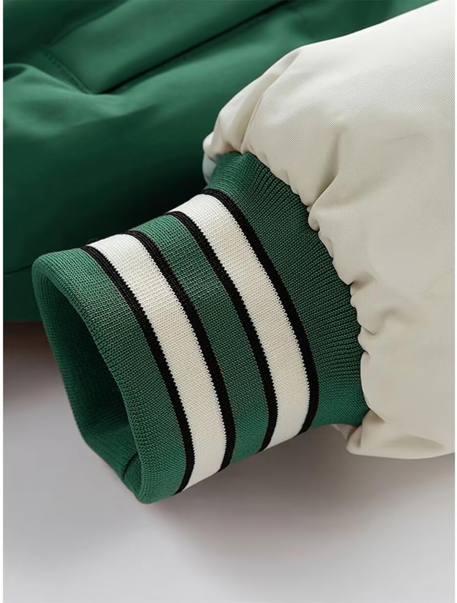 Uomo Hip Hop Moda Varsity con Cappuccio Piumino Impiombato Falso Giacca da Baseball con Cappuccio Inverno All'aperto Ispessito Giù Giacca di Cotone