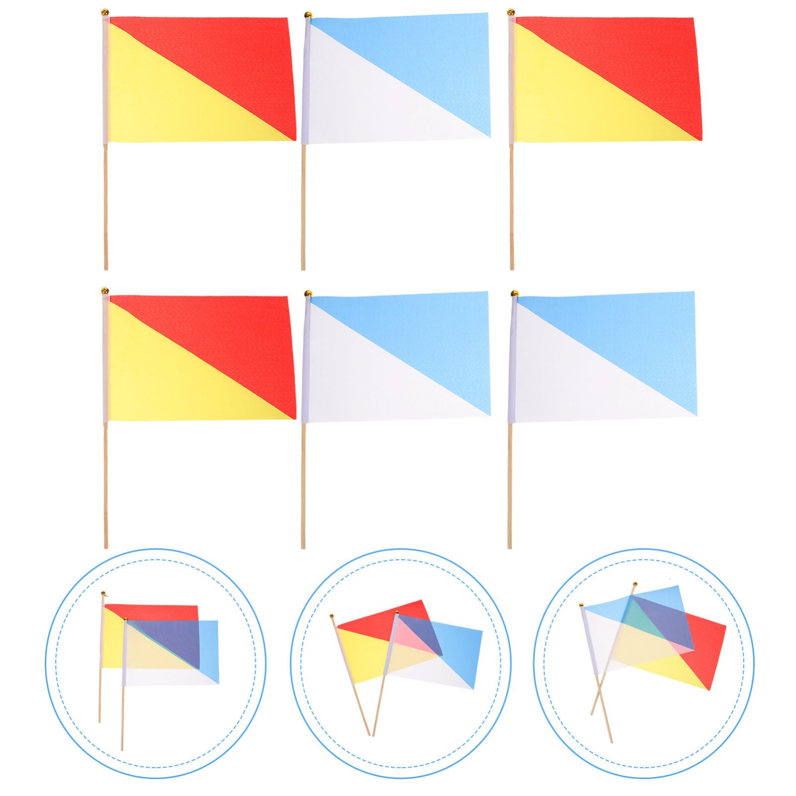 Sosoport 6pcs Signal Flags Bright Colorful Referee Safety Flags Wooden Pole Perfect for Sports and