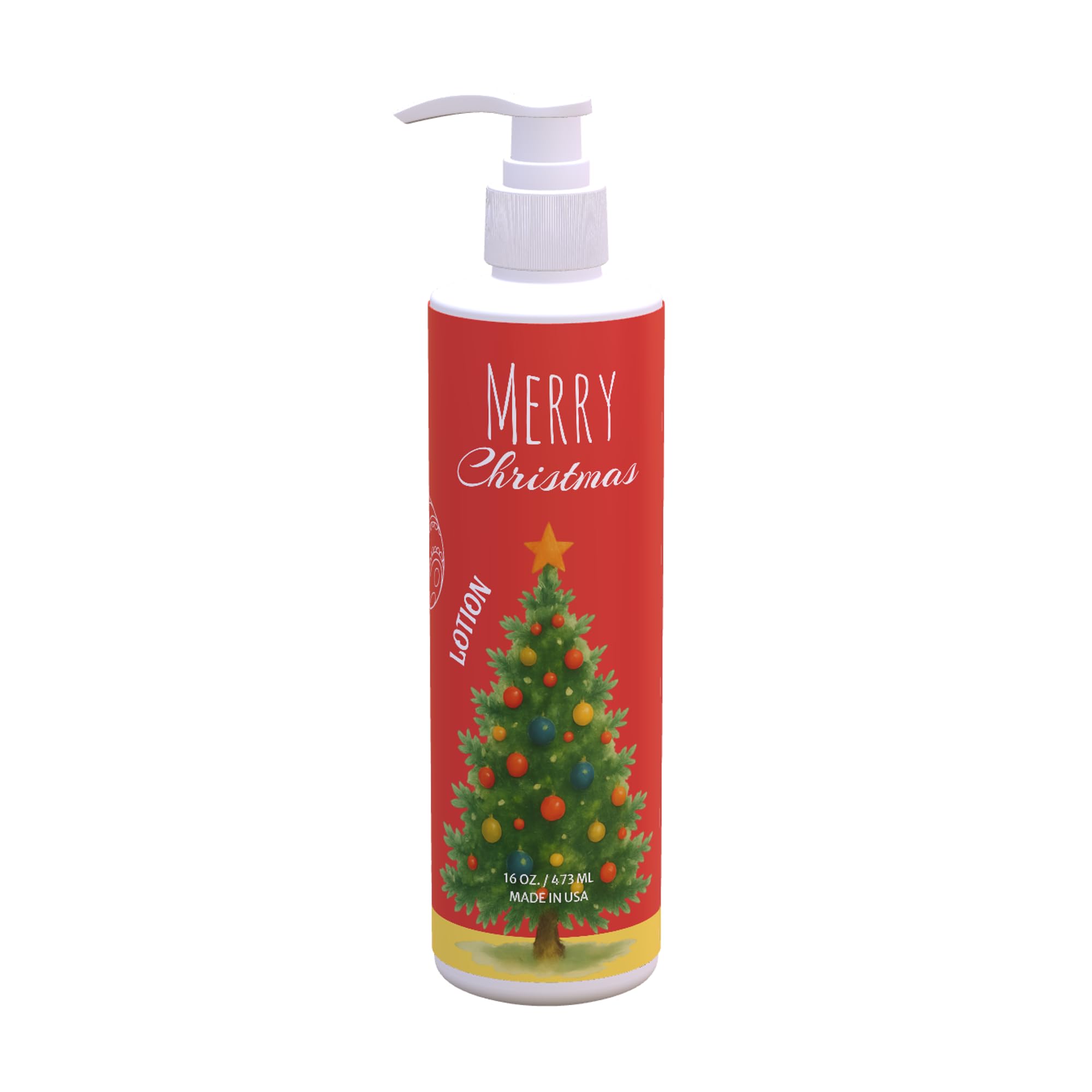 Christmas Hand Body Lotion Red Tree Design Fresh Green Tea Lemon Scent 12 Pack 16 oz Pump Bottles