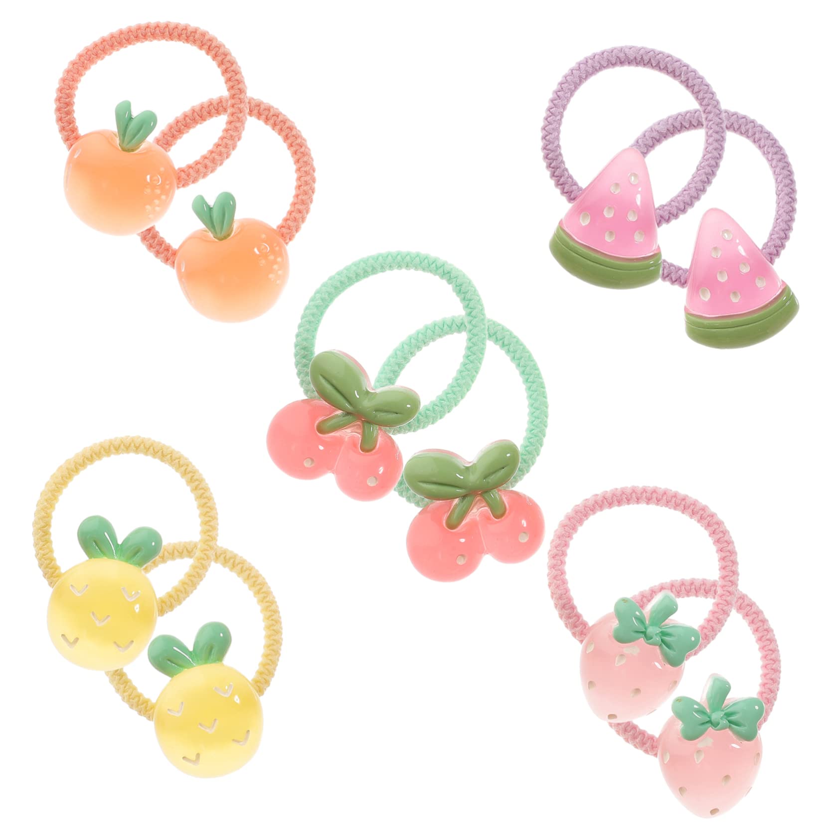 minkissy 50piezas Elásticos De Pelo Para Niñas De Accesorios De Cabello Formas De Frutas Coloridas Para Fiestas y Uso Diario Resistente y Atractivo