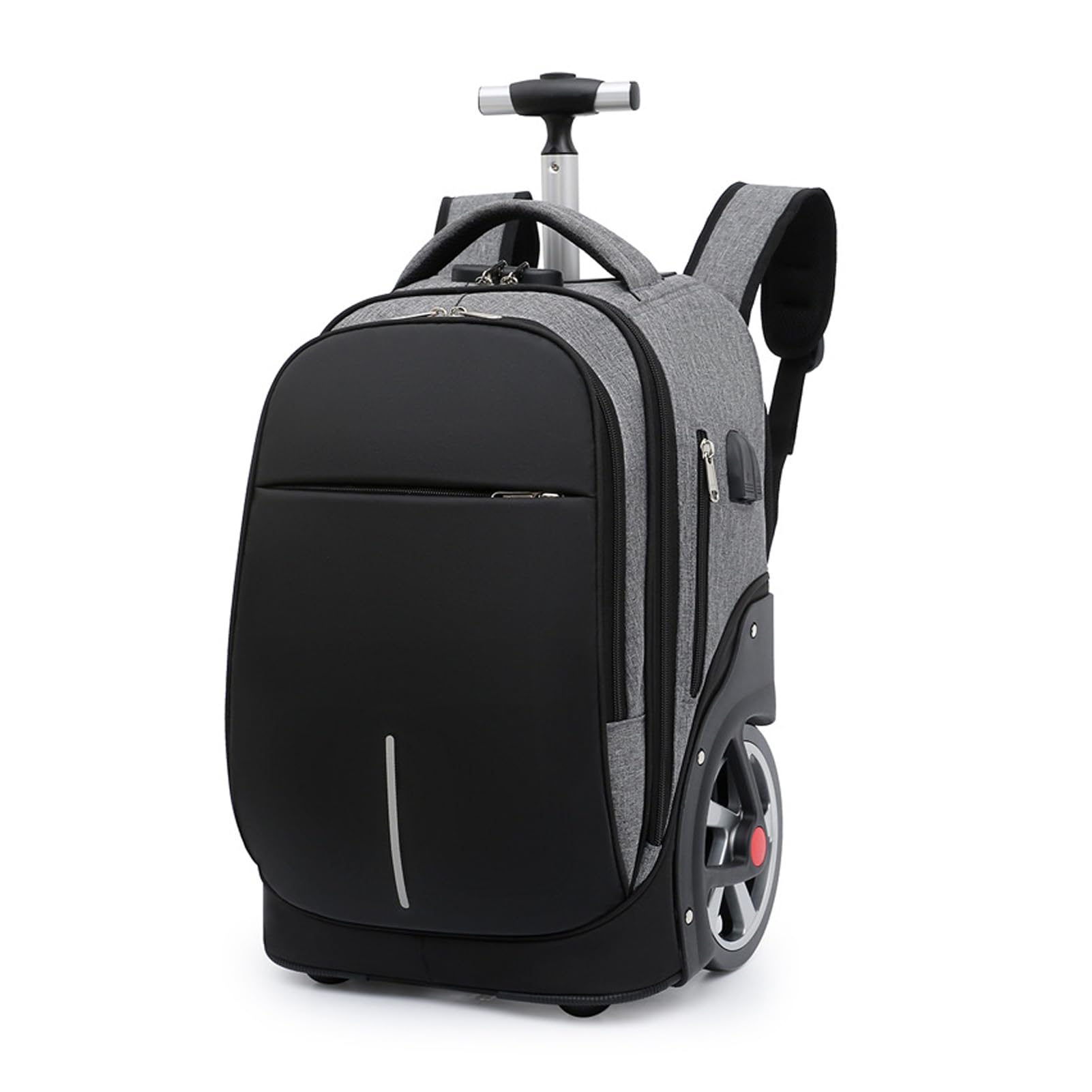 Borsone da Viaggio con Ruote Zaino Valigia Trolley 55L Travel Backpack Luggage Bag 19 Pollici Porta PC Portatili, Antifurto Grande Borsa Laptop per Ufficio Scuola, Grigio