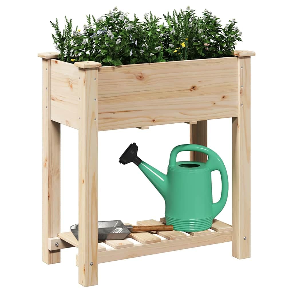Garden Plant pojemnik z półką, beżowy, 71 x 37 x 76,5 cm, stojak na kwiaty, zioła, sukulenty, kaktus, orchideę, bonsai, z sosem drenażowym i półką do przechowywania