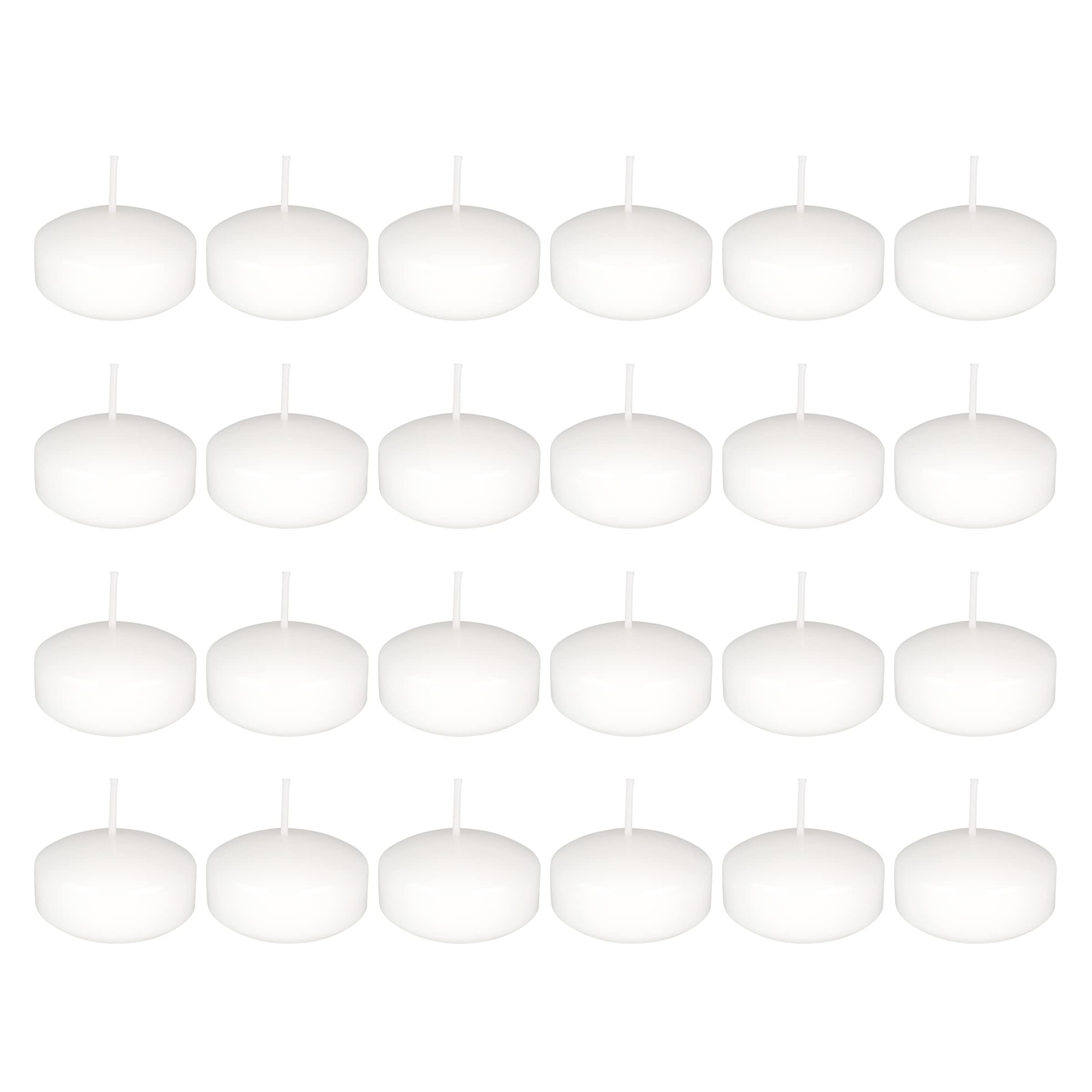 Mega Candles 24 pcs Unscented White Floating Candles, Hand Poured Wax Candle 2 Inch Diameter, Home Décor, Wedding Receptions, Baby Showers, Birthdays, Celebrations, Meditations, Spas