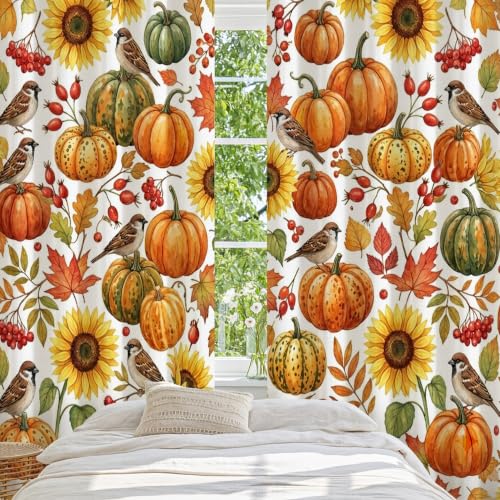 Rideaux occultants automne orange citrouille pour un salon convivial - 5