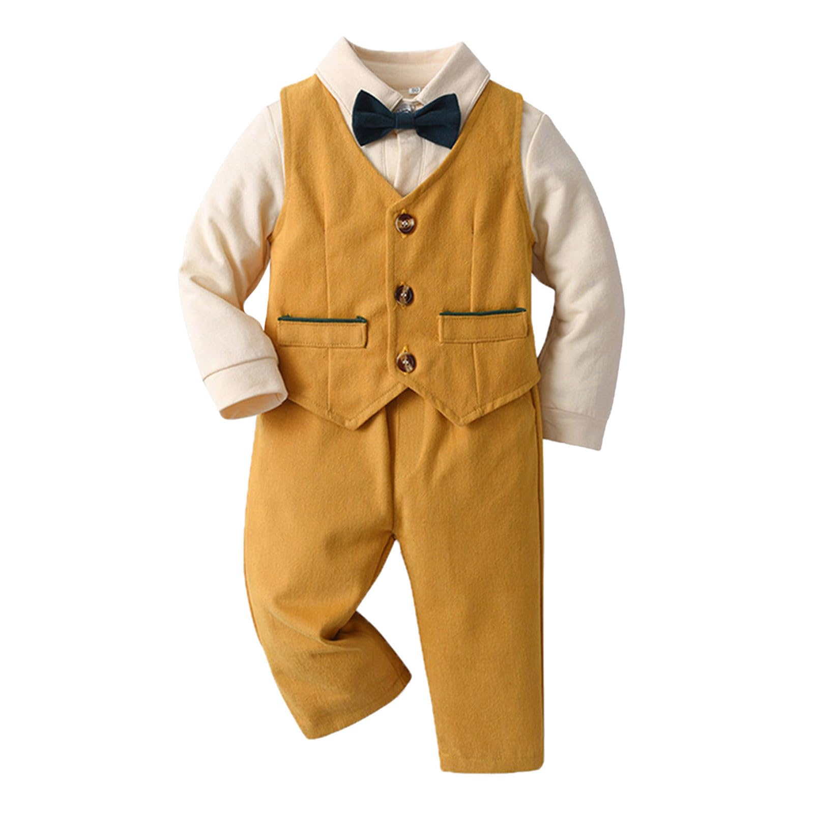 Generico Abiti Bambini, Camicia A Maniche Lunghe Da Bambino Per Neonato, Pagliaccetto, Tuta, Pantaloni, Cappotto Con Cravatta, 4 Pezzi, Da Gentiluomo Per, Colore Resistente Allo Sbiadimento
