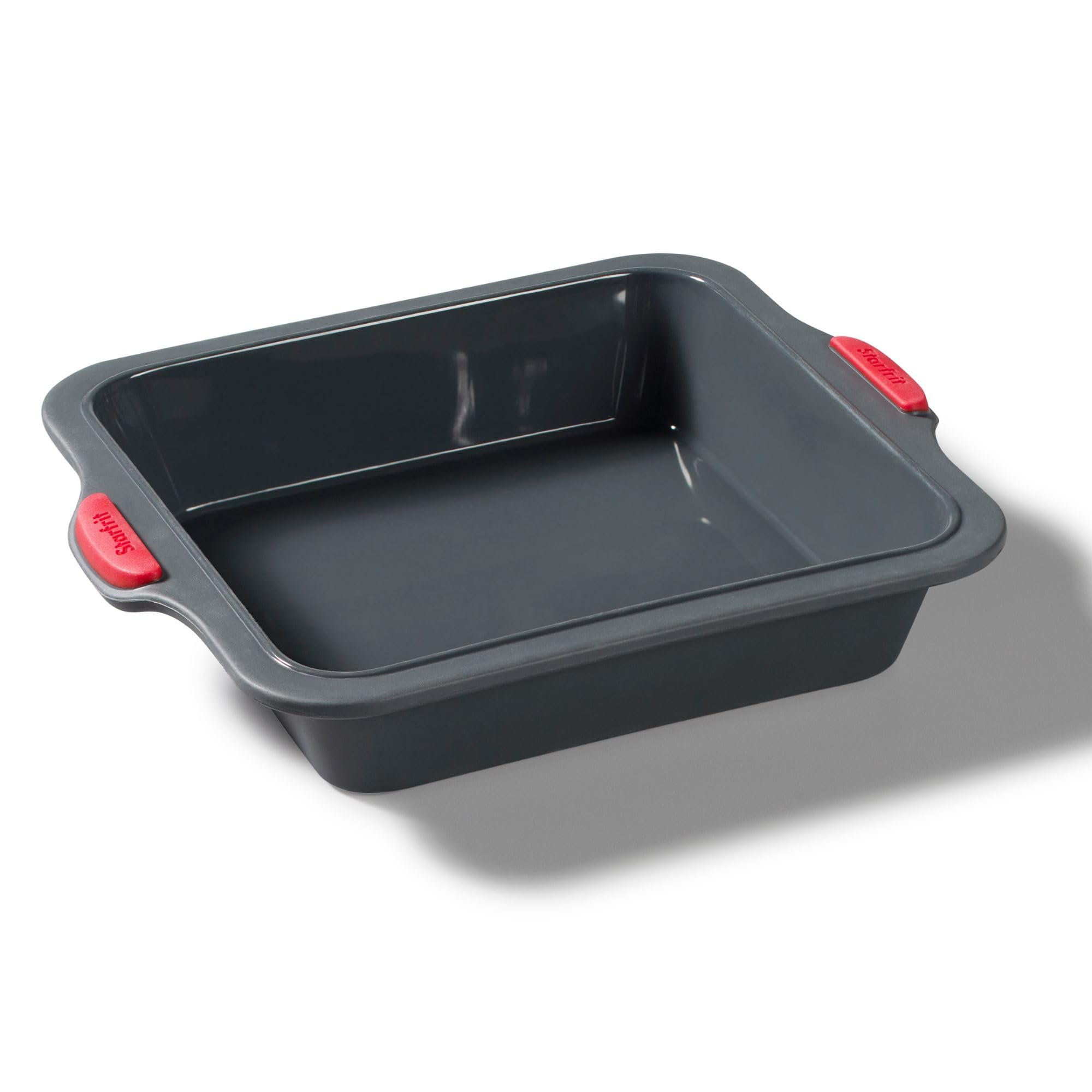 Starfrit Silicone 8” Square Cake Pan with Integrated Metal Frame - No Tray Needed - Easy Unmolding - LFGB Premium Silicone