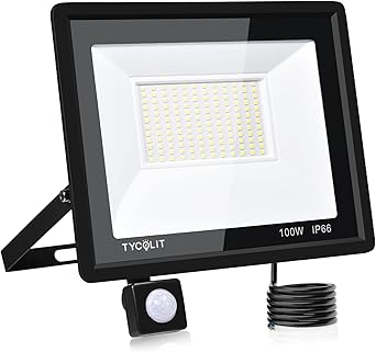 ANNIFUNLY LED Strahler 100W Mit Bewegungsmelder - 10000LM Superhell IP66 Für Garten & Garage