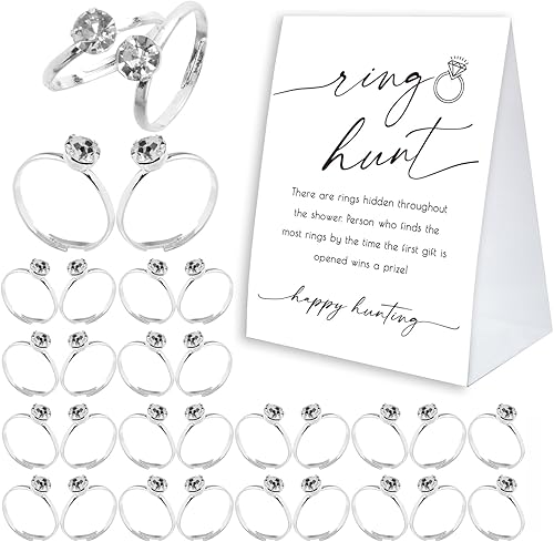 Juego de anillos de despedida de soltera, juego de despedida de soltera de caza de anillos 30 anillos falsos, decoraciones de despedida de soltera,