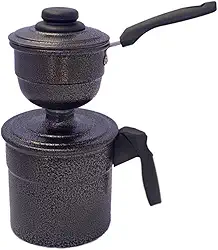 Cuscuzeira Individual Peitinho em Alumínio Craquelado Preto – Panela Tradicional Nordestina a Vapor para Cuscuz – Utensílio Prático e Durável para Porções Únicas na Cozinha