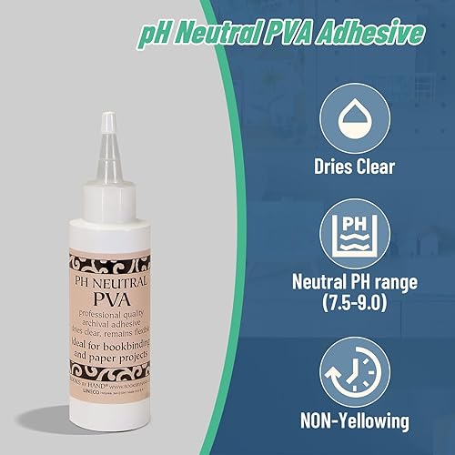 Miniatura 2 de Books By Hand, Adhesivo PVA neutro de PH, pegamento para encuadernación, se seca transparente, permanece flexible, 4 onzas