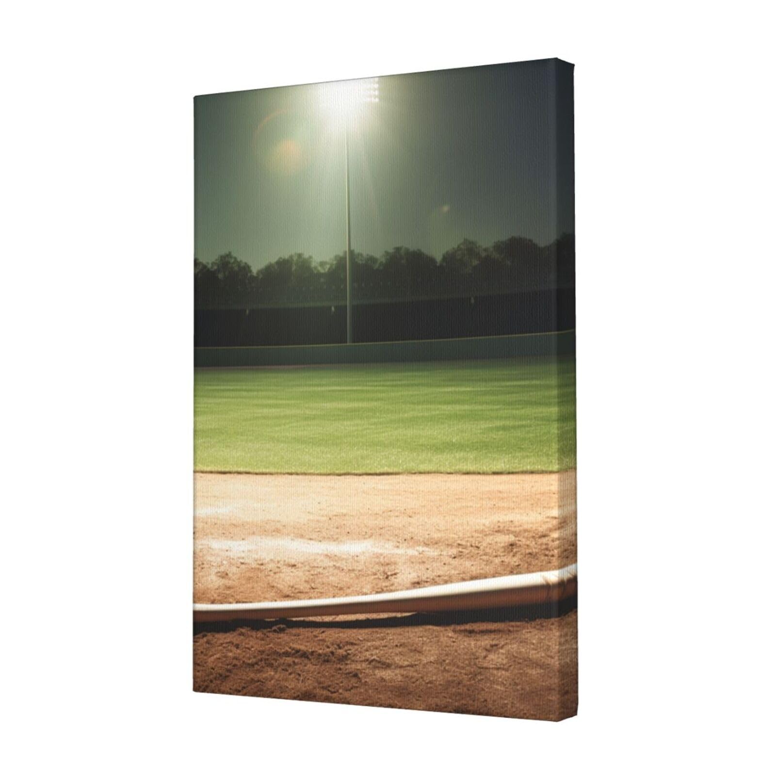 FodPand Baseball Sports Field Canvas Wall Art for Living Room Wall Decor 12"x18" Modern Artwork Painting Pictures Hanging Canvas Prints Aesthetic Wall Art for Bedroom Bathroom Office Wallart Decor