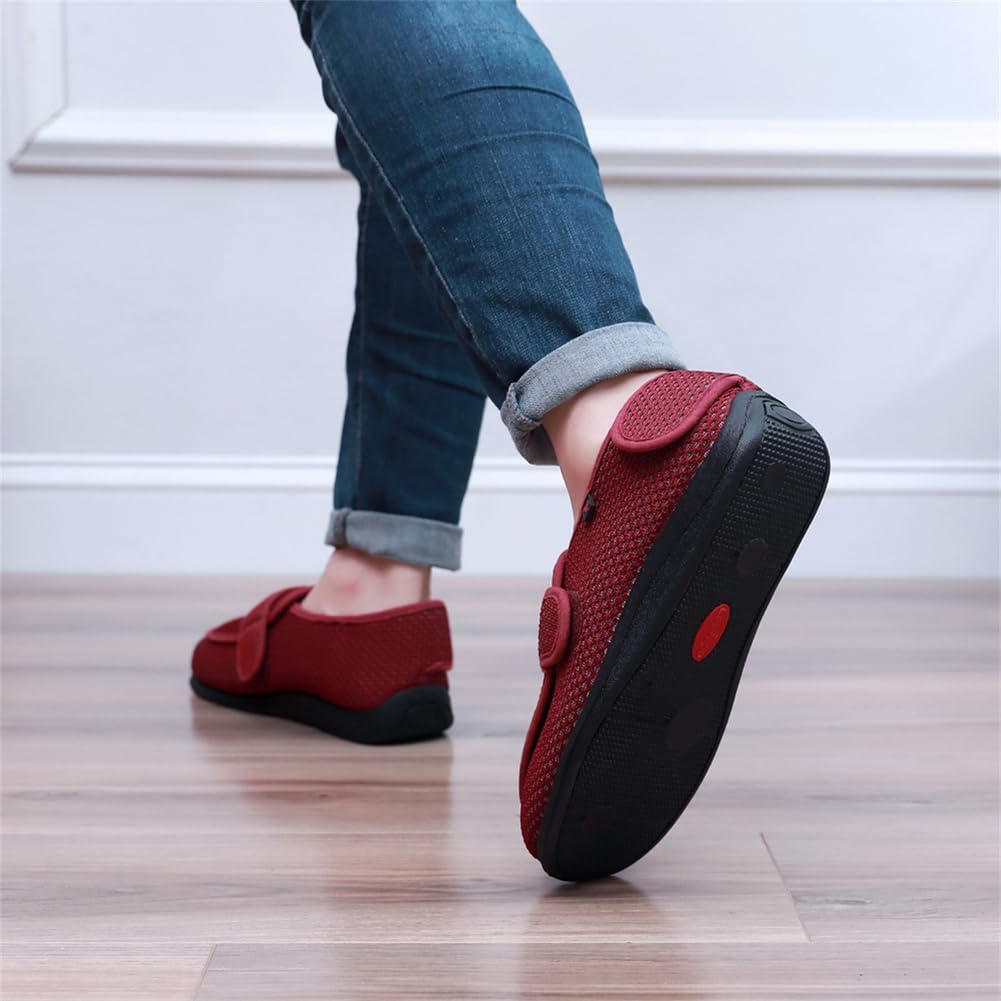 VEACAM Adjustable Diabetic Slippers for Men Women, Extra-Wide Non-Slip Orthopedic Walking Shoes for Elderly Edema Swollen Feet