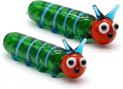 Figuras de oruga de vidrio soplado a mano, figuras de animales de arte de vidrio soplado para coleccionables, decoración de mesa de escritorio de