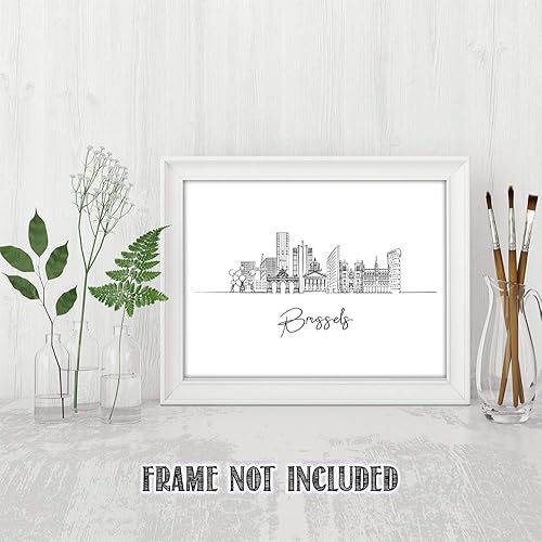 Vista 144 de París Skyline - Decoración de pared para sala de estar, arte de pared en blanco y negro, cuadros de pared de horizonte europeo para sala de estar