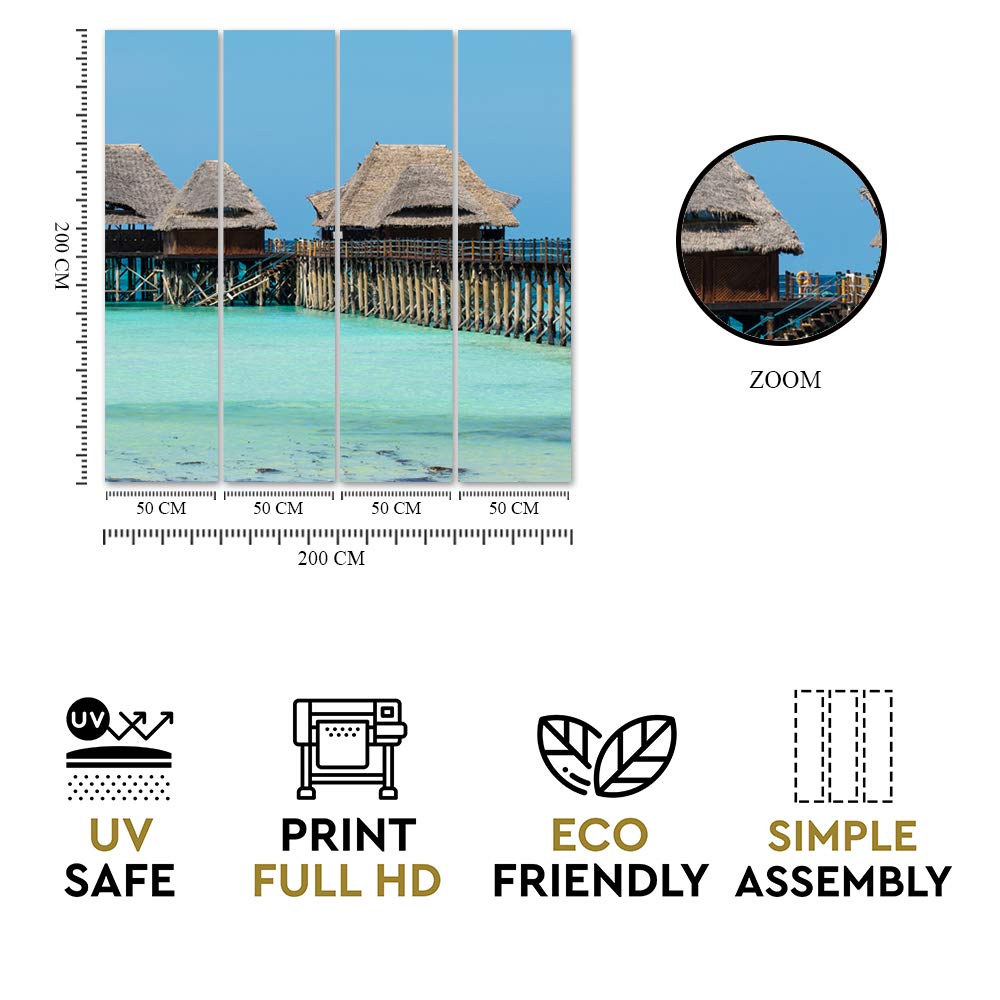 Feeby Cartel de pared XXL zona tropical 200x200 cm Azúl Papel no tejido