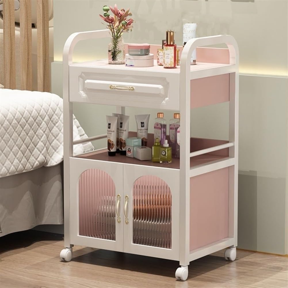 Carrello Del Carrello Del Salone Di Bellezza, Elegante Workstation Estetista, Carrello Estetista Con Ruote, Carrello Del Carrello Salone Professionale Di Grande Capacità,Rosa