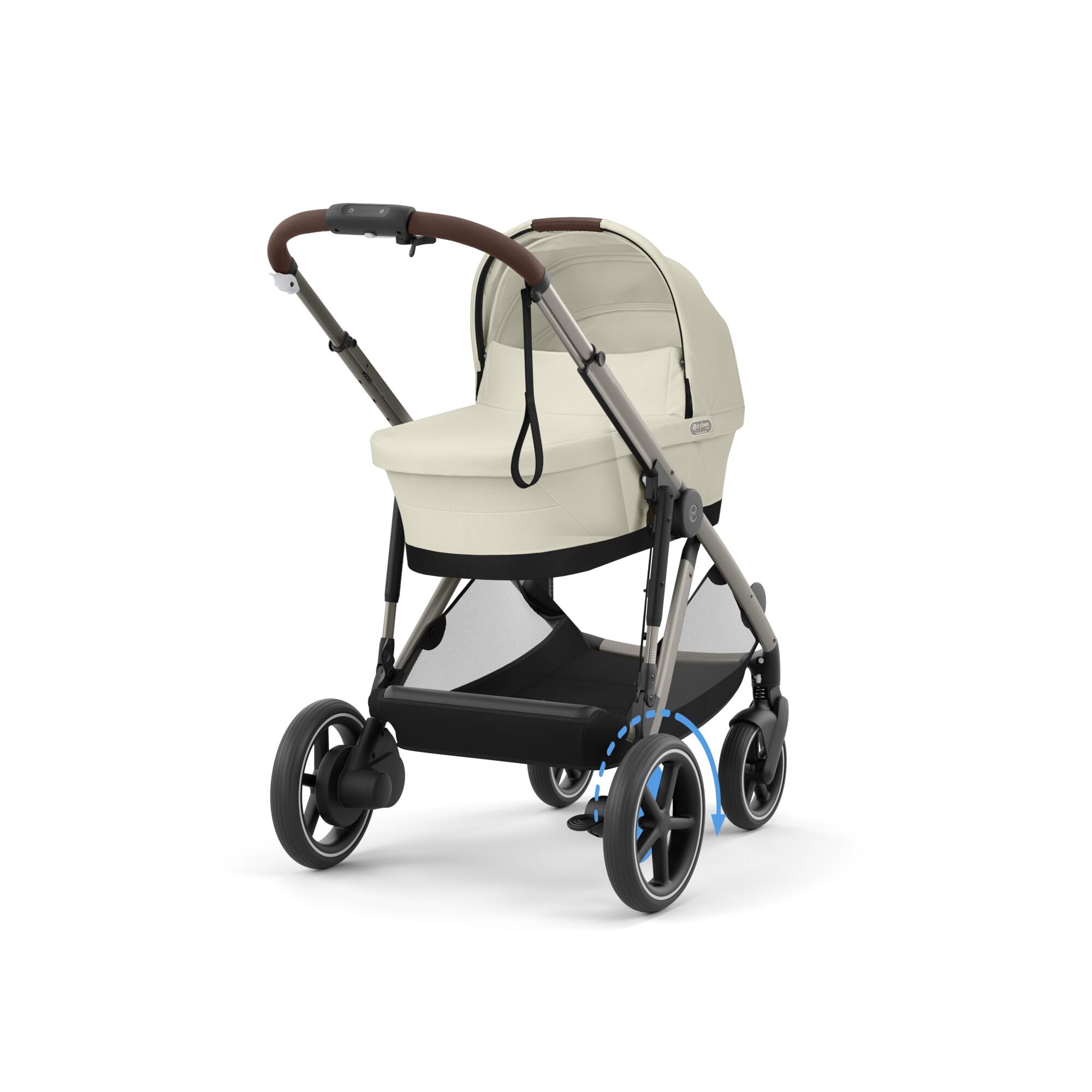 CYBEX Poussette Gold e-GAZELLE S, de la naissance à 4 ans, max. 22 kg, système tout-en-1 avec propulsion électrique, Beige coquillage