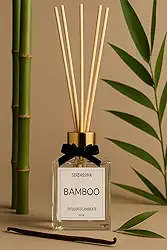 Difusor de Ambiente Varetas Premium 100ml - Aromatizador em Vidro com 5 Varetas - Essência Elegante e Duradoura para Casa, Sala, Banheiro, Lavabo, Quarto e Escritório (Bamboo)