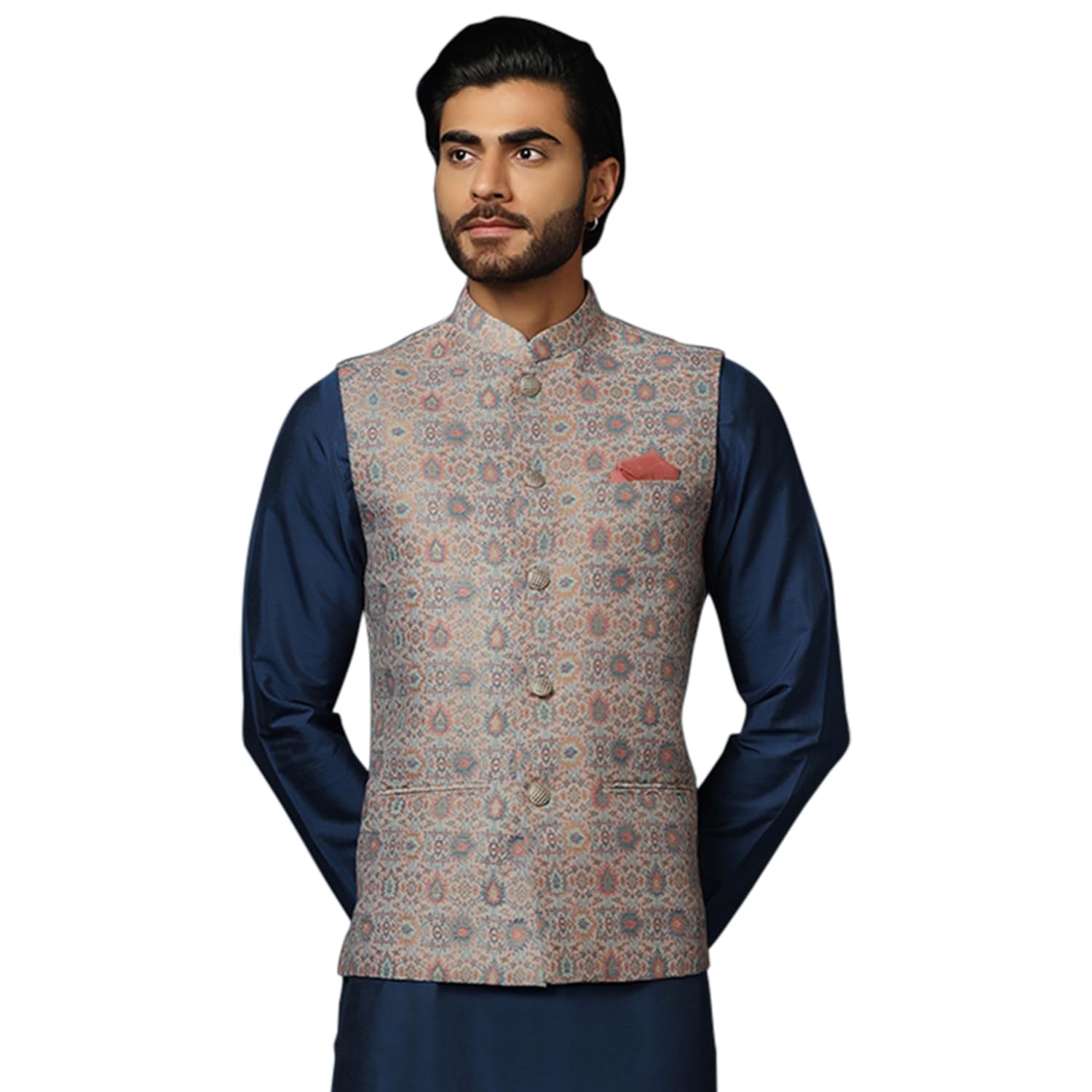 kisah Men Men's Nehru Jacket Multicolor Ethnic Festive Traditional Waistcoat Cotton, Regular Fit-picture-23