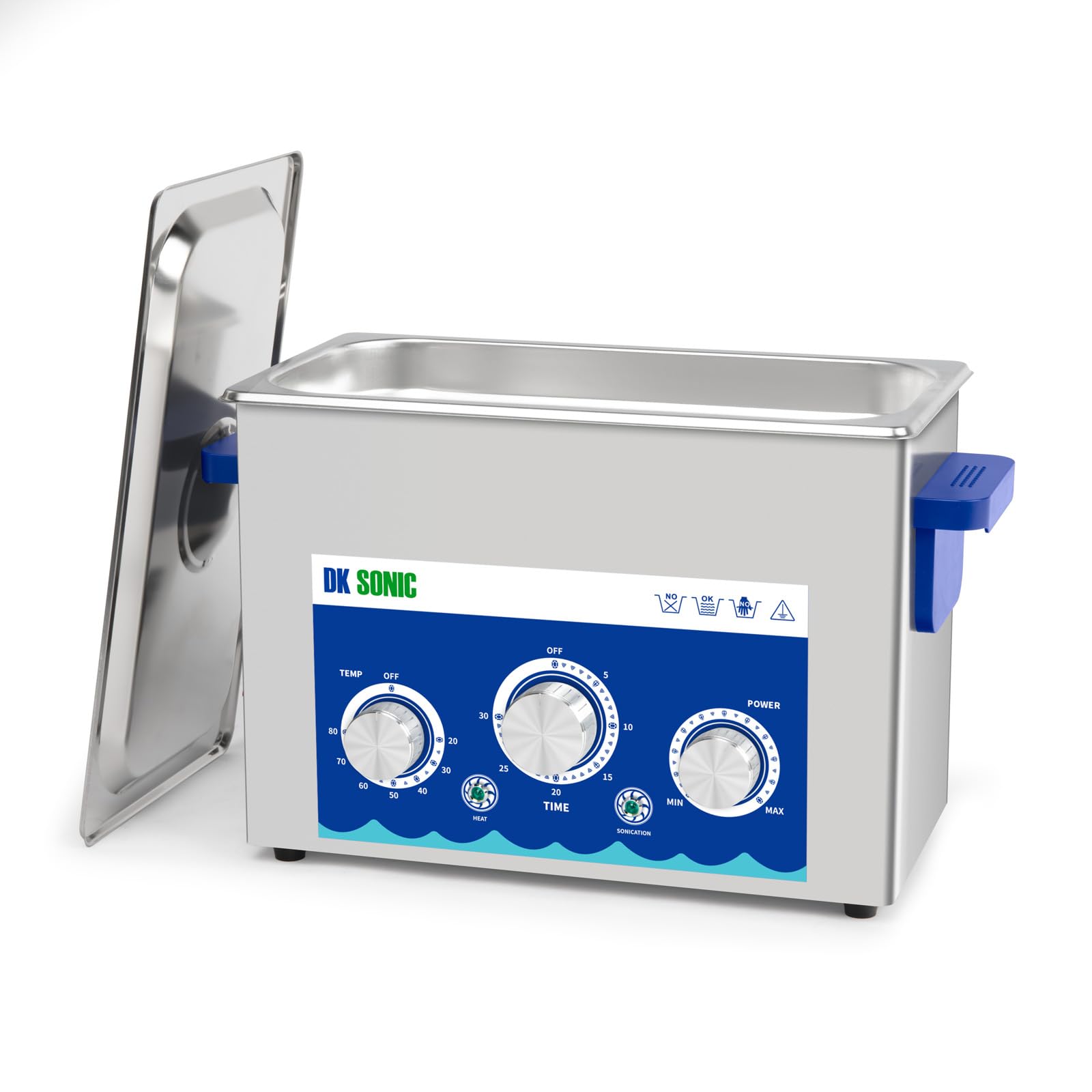 DK SONIC Limpiador Ultrasónico 4L 120W, Limpiador Ultrasónico de Joyas con Función de Potencia Ajustable, Temporizador y Calentador para Limpiar Monedas, Gafas, Collares y Relojes (Incluye Cesta).