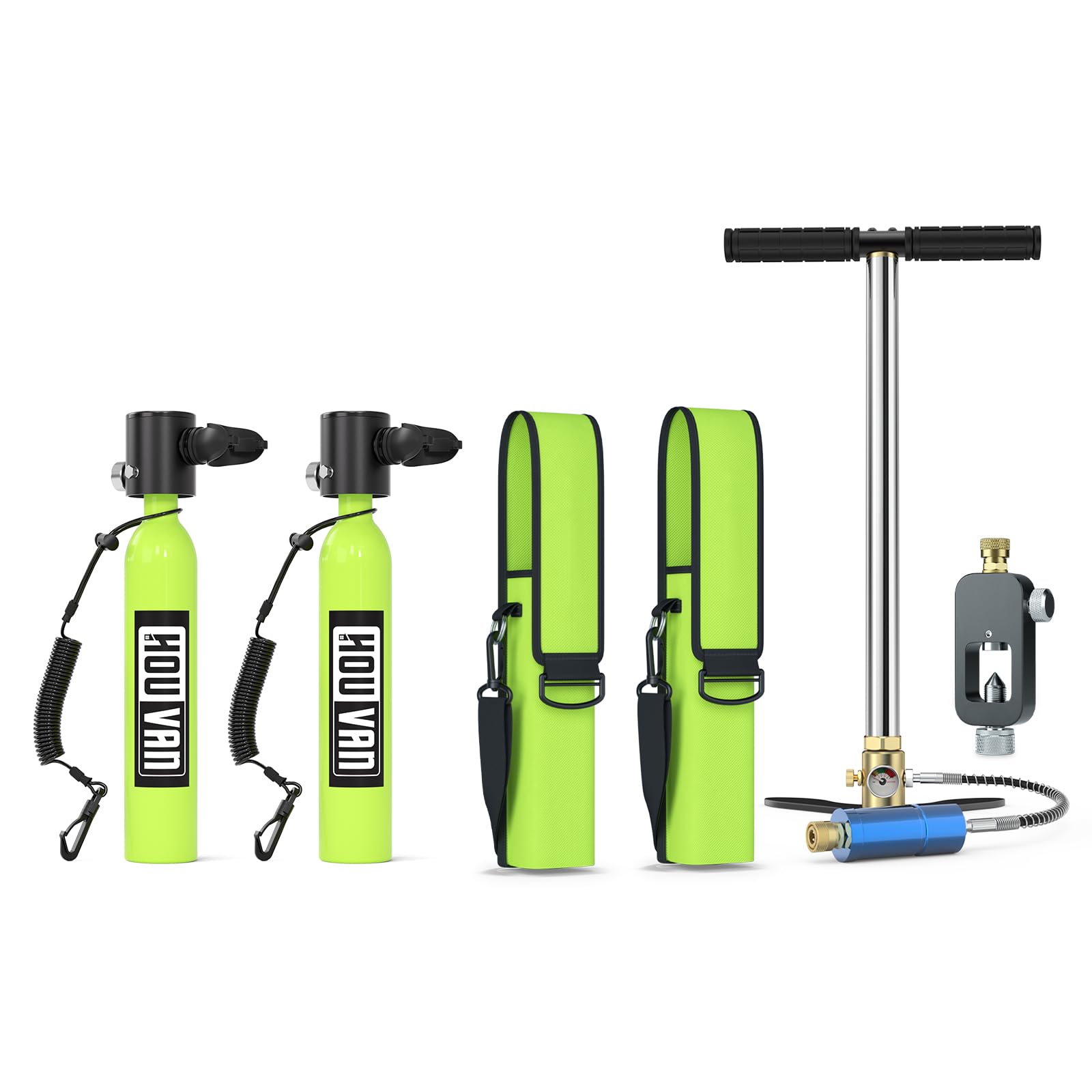 HOUVAN Mini Scuba Tank 0.5L Capacity Inflatable Diving Tank DOT Certified Support 6-10 Minutes of Underwater Breathing Portable Scuba Tank up to 33feet for Underwater Work/Underwater Recreation,D-G