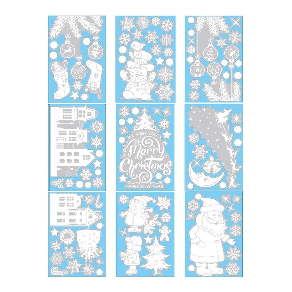 CELOTUS 9 X Weihnachts-Fensteraufkleber, Doppelseitiges Muster, Elektrostatische Aufkleber, Weihnachts-Elch-Wandaufkleber, Geruchlos, for Weihnachtsparty-Zubehör