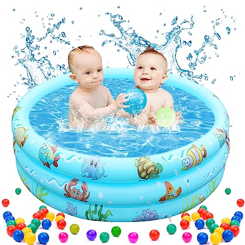 TOPJOWGA Planschbecken Baby, Planschbecken für Kinder, Aufblasbares Kinderpool Babypool Ø90, Aufblasbares Baby Schwimmbad, Aufblasbares Planschbecken, Aufblasbarem Baby Pool Rund (Unterwasserwelt)