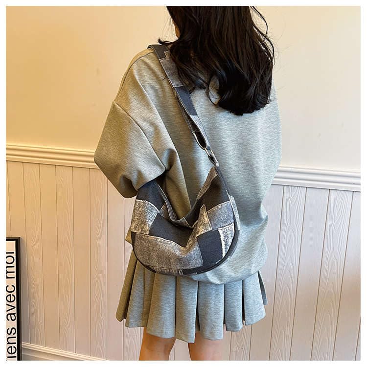 Denim Patchwork Shoulder Bag for Women, Jean Purses Hobo Bag Y2K Denim Tote Handbags Crossbody Tote2