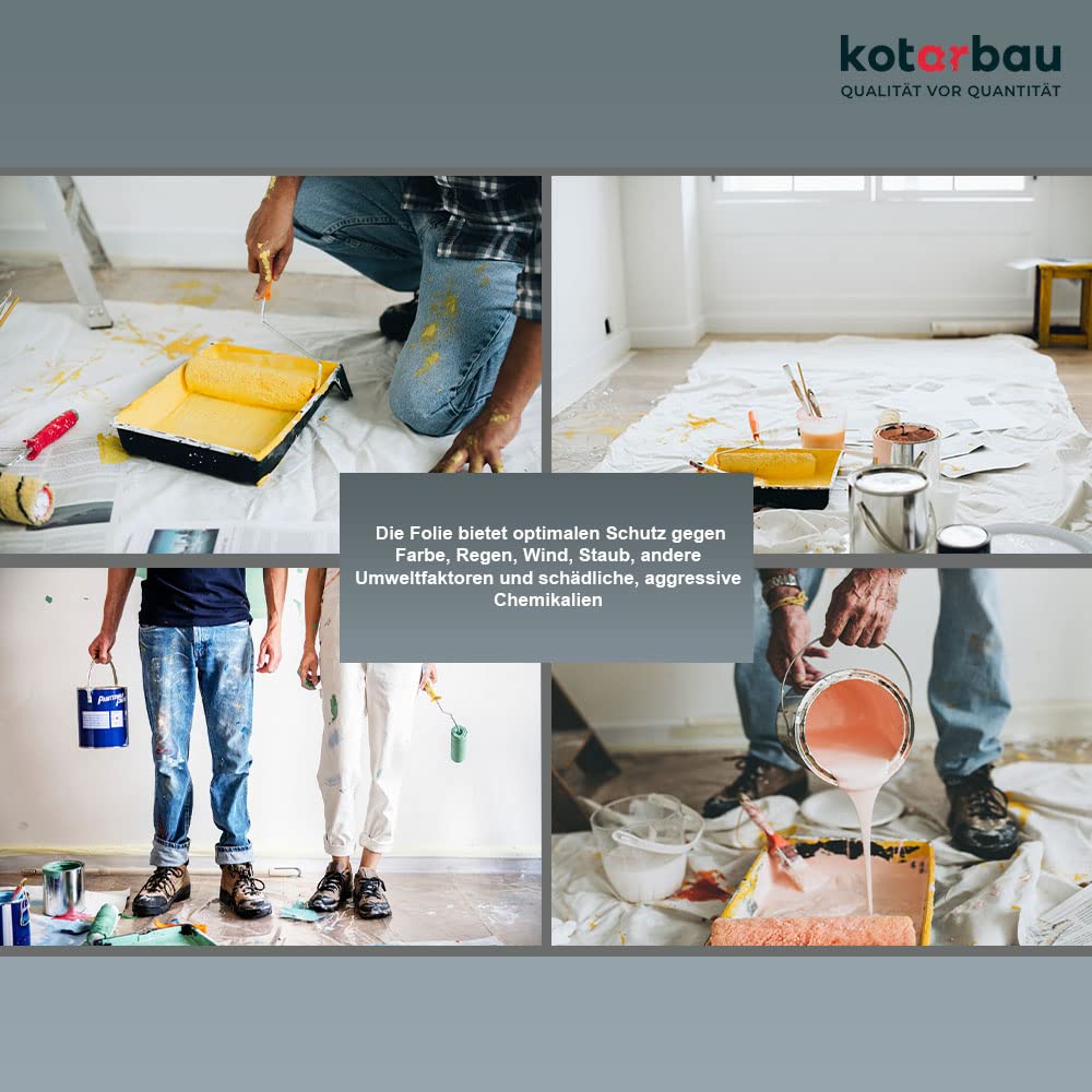 KOTARBAU® 50er Set Malerfolie - Abdeckfolie - 4 x 5 m - Malervlies - Abdeckplane - Bauschutzfolie - Robust - Transparent - Dicke Folie