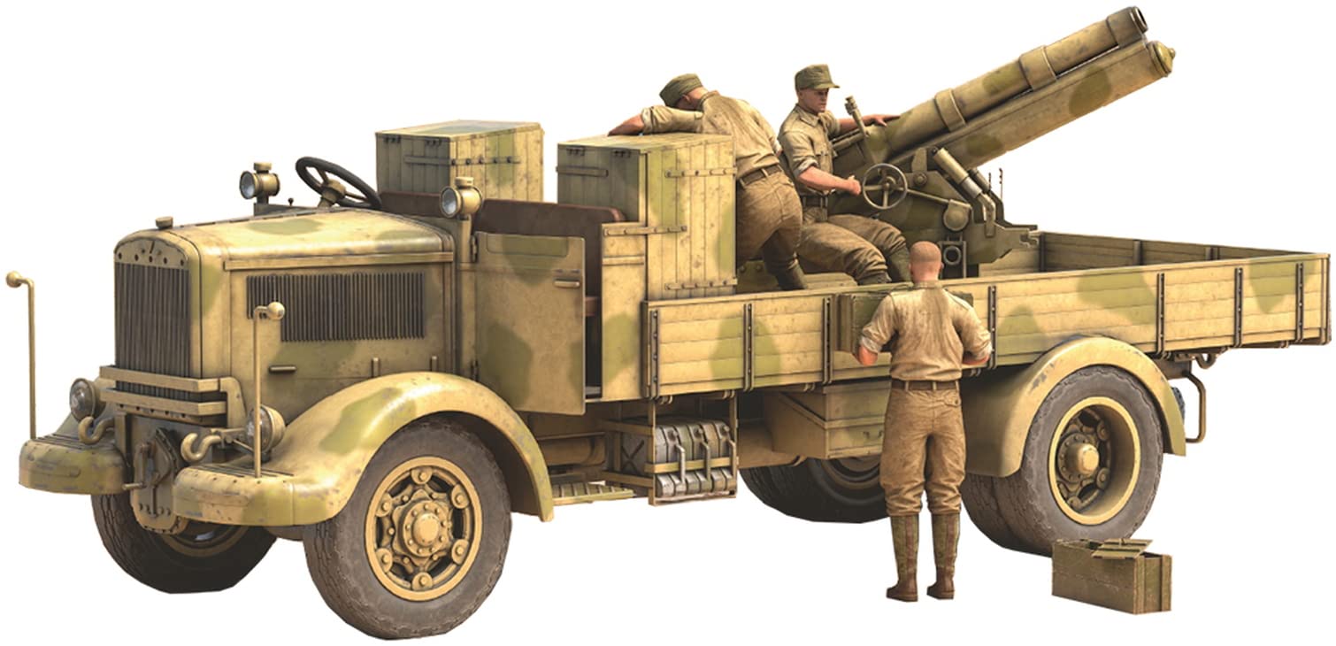 IBG Models 72098 3Ro Italian Truck with 100/17 100mm Howitzer 1:72 Model Kit