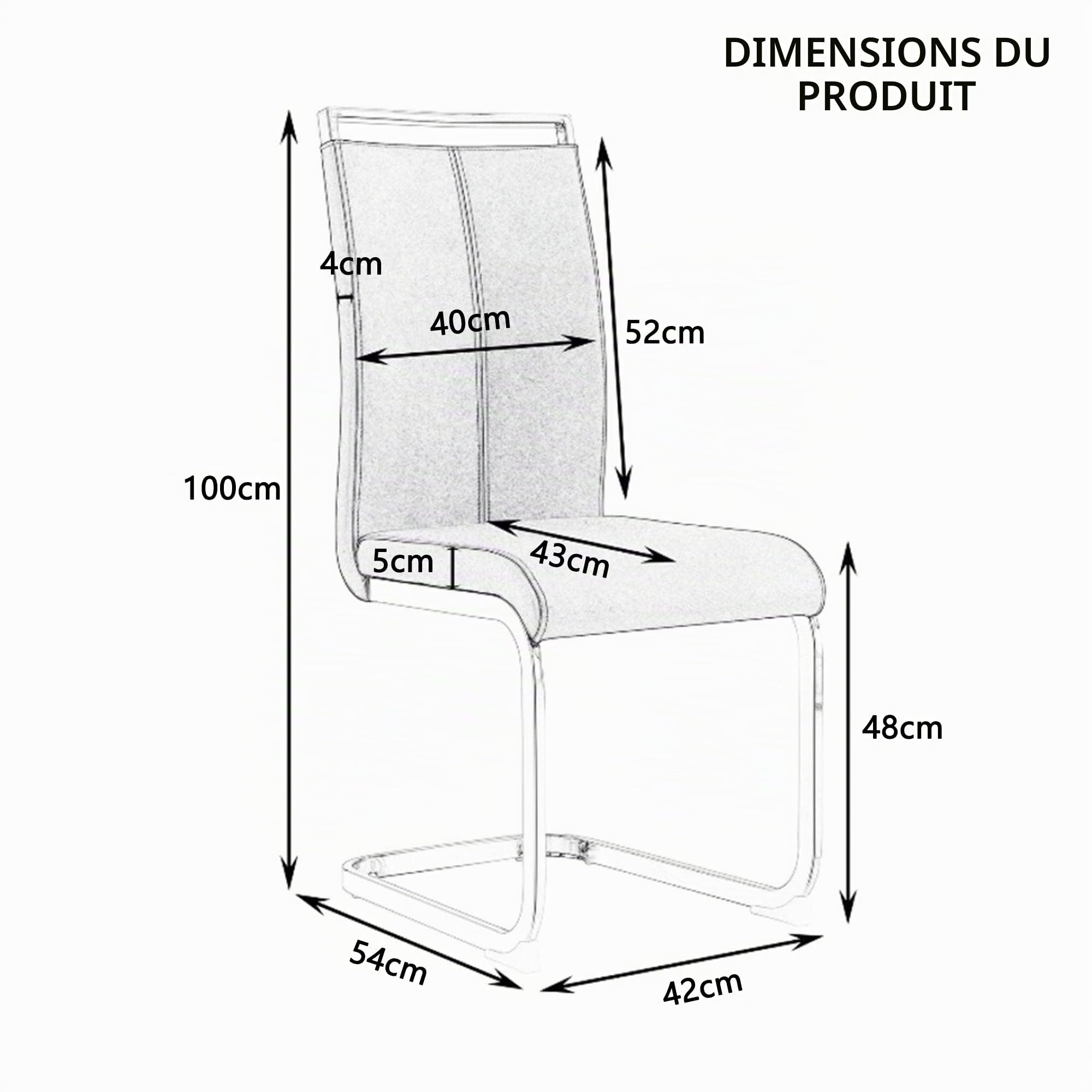 Merax Lot de 4 chaises de Salle à Manger, à Bascule, à Bascule, en Cuir synthétique PU, avec Dossier Haut, Moderne, Structure en métal, rembourrées, pour Salon, Salle de conférence, Noires