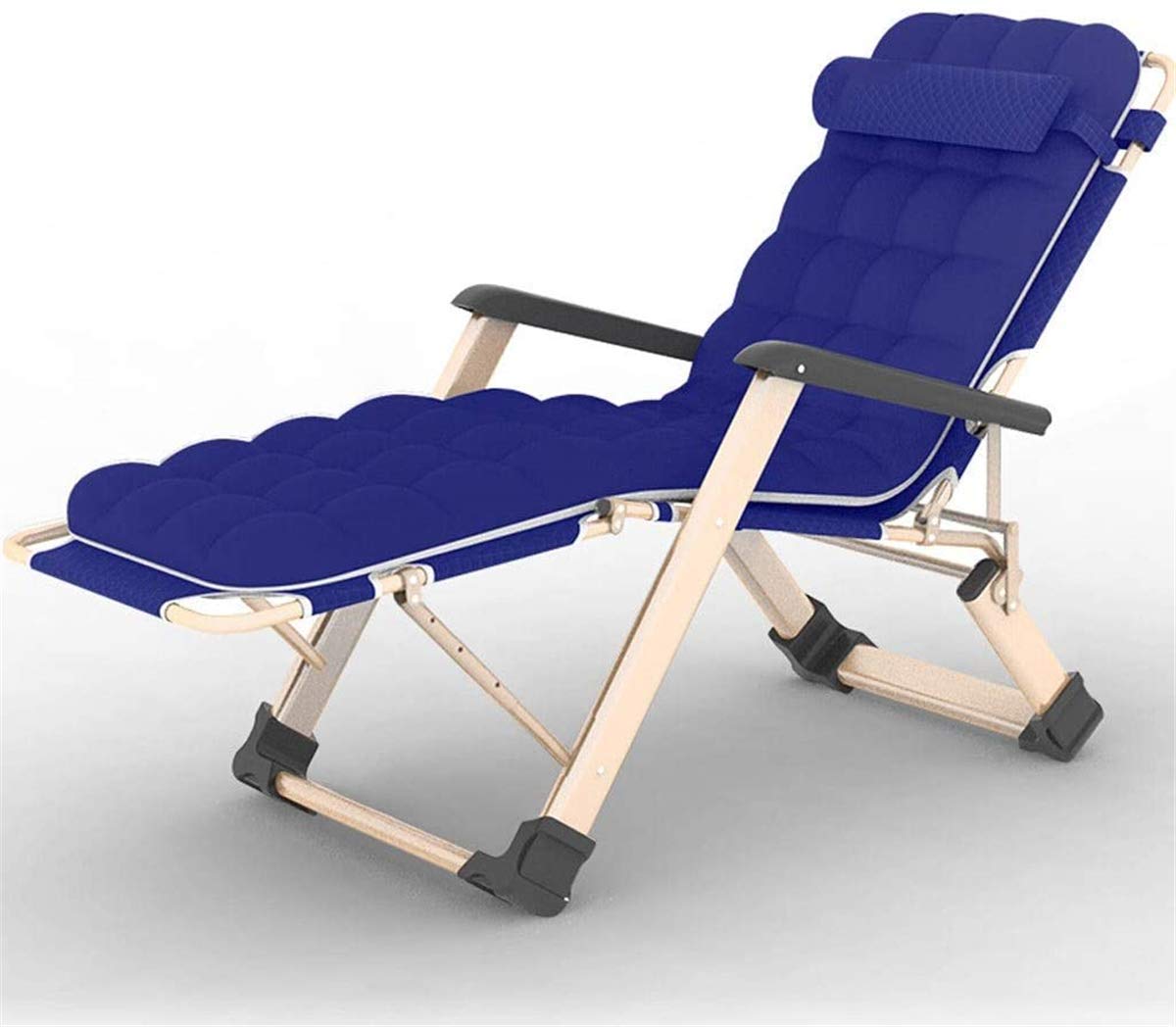Chaises longues classiques Chaise longue/Zero Gravity Bleu, avec coussin en coton épais Chaise longue de lit pliante portable Chaise longue de balcon en tissu Oxford double, chaise longue The New