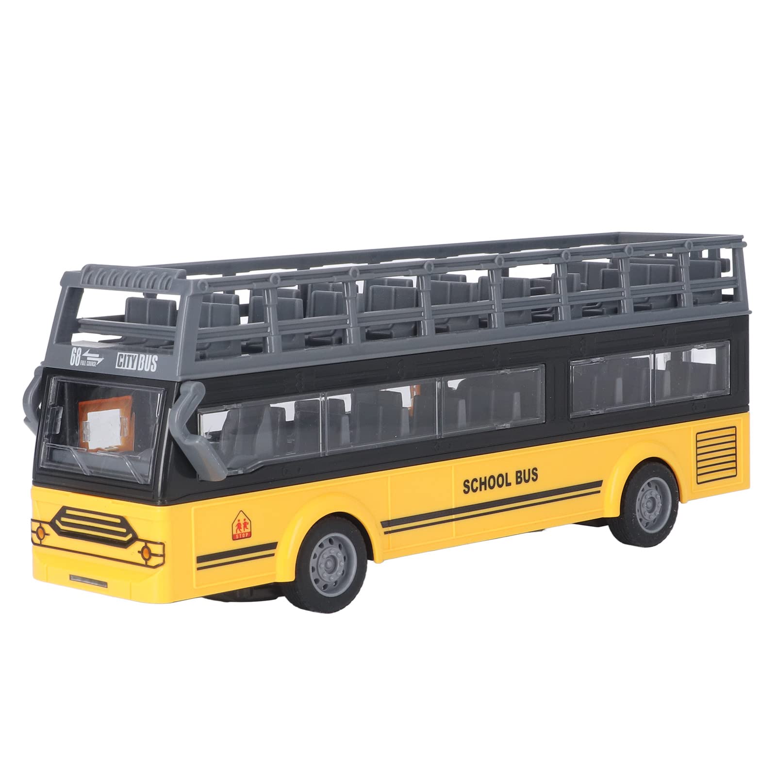 Syrisora Autobús RC, Juguete de Dos Pisos con Control Remoto con Diseño Anticolisión y Palanca Hidráulica, para Edades de 3 Años en Adelante (Autobús Escolar QH204 7)