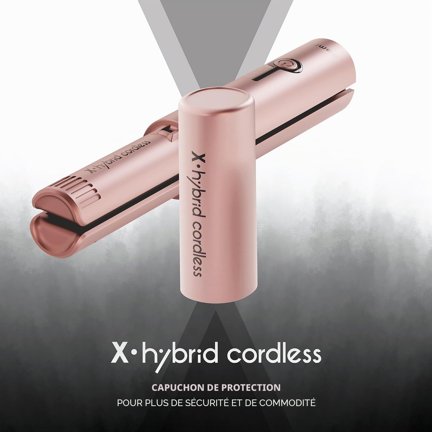 Gamma+ X-Hybrid Lisseur Sans Fil de Voyage | Mini Lisseur de Cheveux 2 en 1 pour Cheveux Lisses et Bouclés | Recharge USB Type-C | 3 Niveaux de Température | Design Compact et Portable