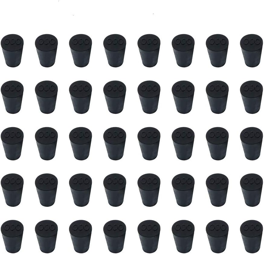 40 Pieces (Same Size) Very Small Solid Rubber Stoppers - Size #000-13mm (0.51in) x 8mm (0.31in) - 17mm (0.66in) Long - Black Lab Plug