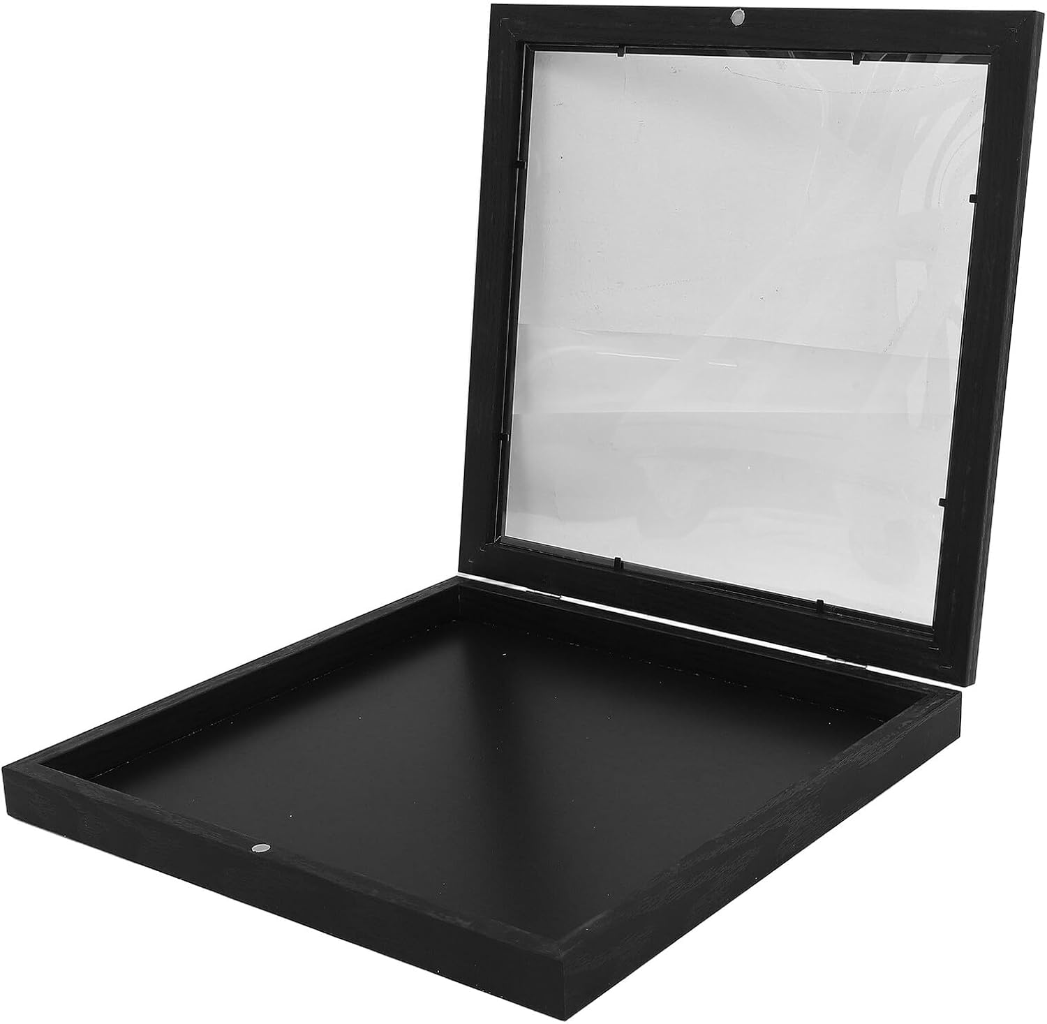 POPETPOP Jersey Display Shadow Box Frame for Football and Basketball Shirts, 13x13 Black Wooden Case, Sports Memorabilia Collection Display for Home and Fan Decor