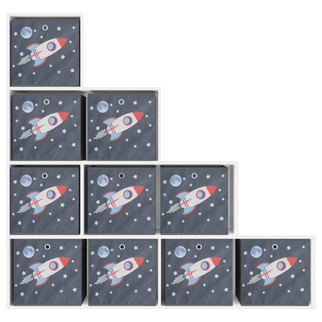 Gecheer 10 STK. Faltboxen Aufbewahrungsbox Zusammenklappbar Spielkiste Regalkorb Faltkiste Kinderbox Grau 32x32x32 cm Vlies
