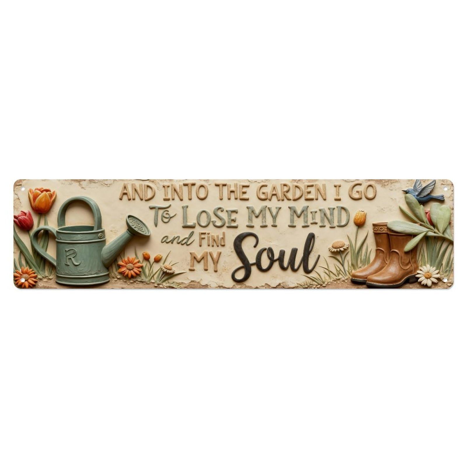 Iageret Vintage Garden Watering Can Boots Flowers Bird Metal Tin Sign Retro Wall Decor, Bar Garage Cafe Kitchen Home Wall Art Poster Decoration 4X16inches