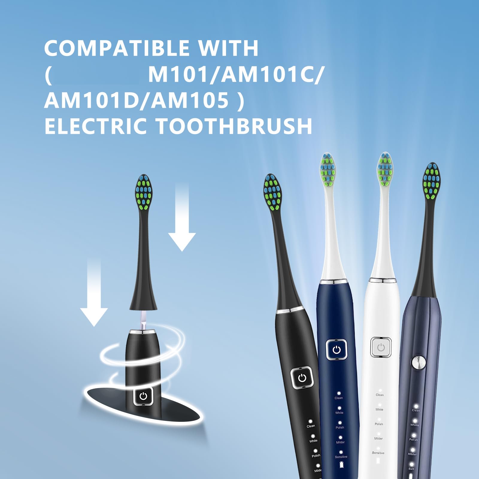 Cabezales de repuesto para cepillo de dientes eléctrico AM101/AM105 de 7 am2 m, paquete de 10, color negro