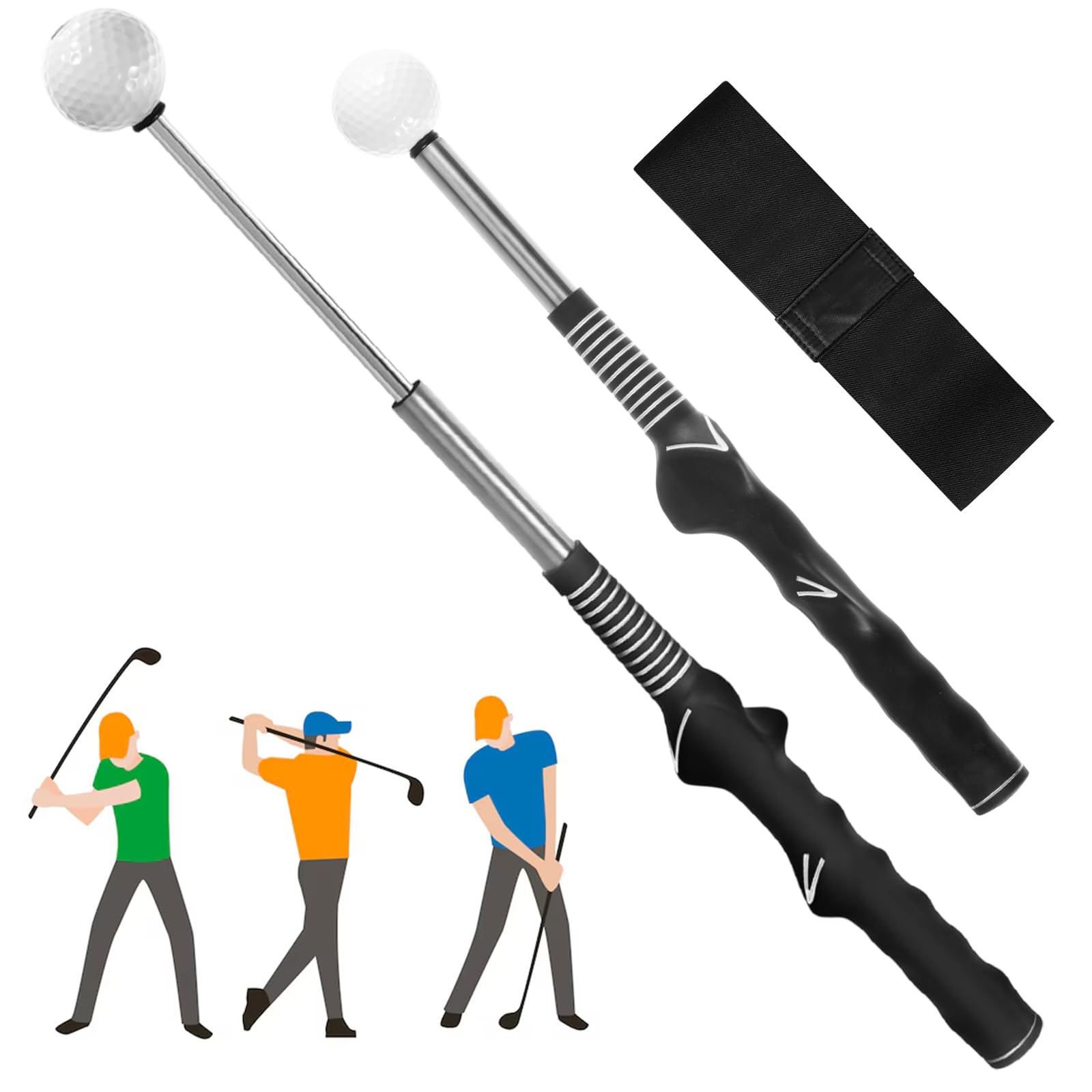 Retractable Golf Training Aids - Golf Swing Training Aid With Golf Connection Band, Adjustable Golf Grip Trainer for Warm-up, Golf Accessories for Indoor Practice Warm-up Strength Tempo Training