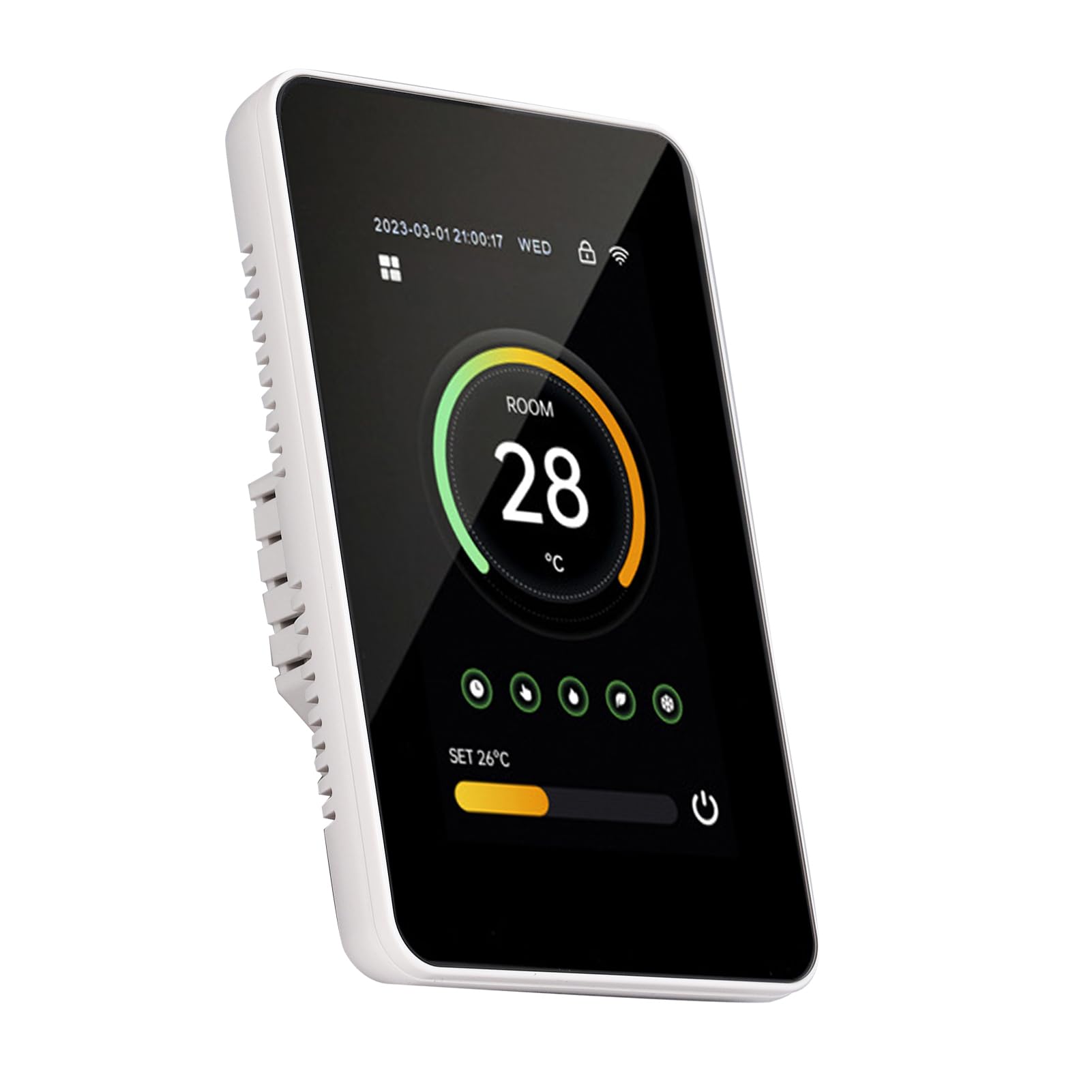 FTVOGUE Inteligentny Termostat WiFi Cyfrowy Ekran Dotykowy Termostat Ogrzewania Podłogowego 100 do 250VAC 3A Sterowanie aplikacją Pionowy Ekran od 41 do 158 Fahrenheita Ogrzewania Wody w Domu (3A)