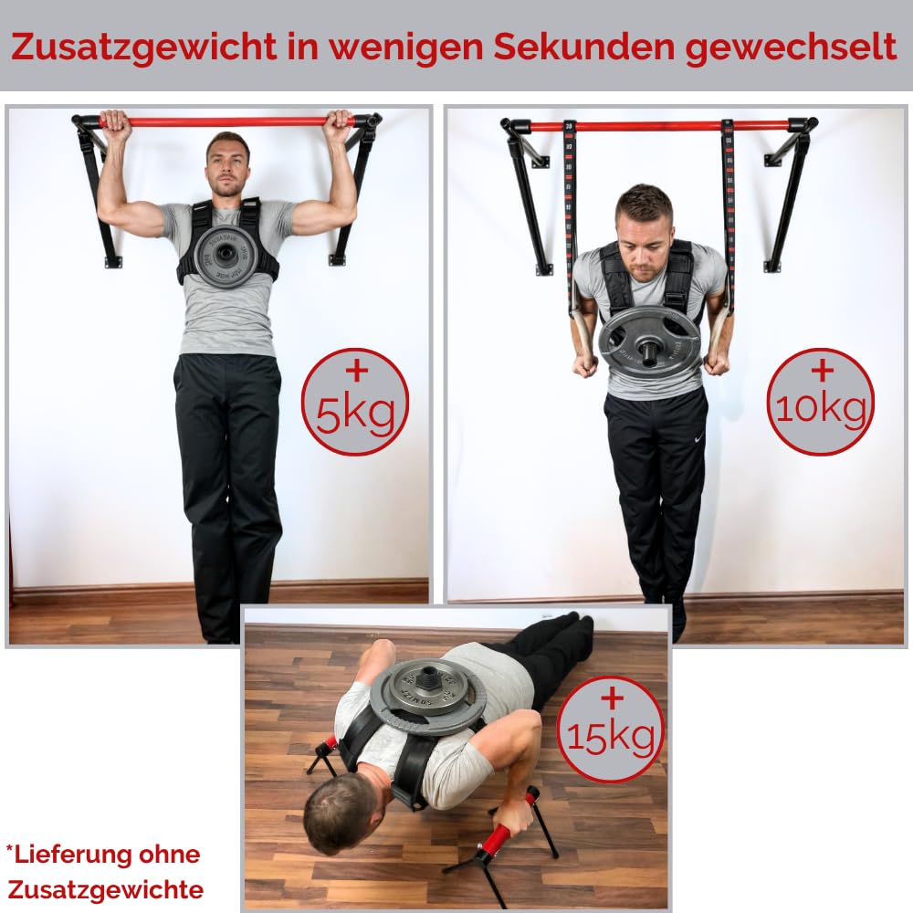 GEWICHTSWESTE FÜR HANTELSCHEIBEN ø 30 mm oder 50 mm - Verstellbare Trainingsweste für Calisthenics, Krafttraining, CrossFit und Gym, Hochwertige Weight Vest für Damen & Herren