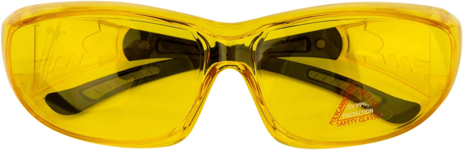 ZAYAAN HEALTH PrimeX Safety Gl– Amber and Black, Anti-Scratch Anti Fog Wrap Around Lenses, Adjustable temples, Built-in Side Shields, UV Protection, ANSI Z87