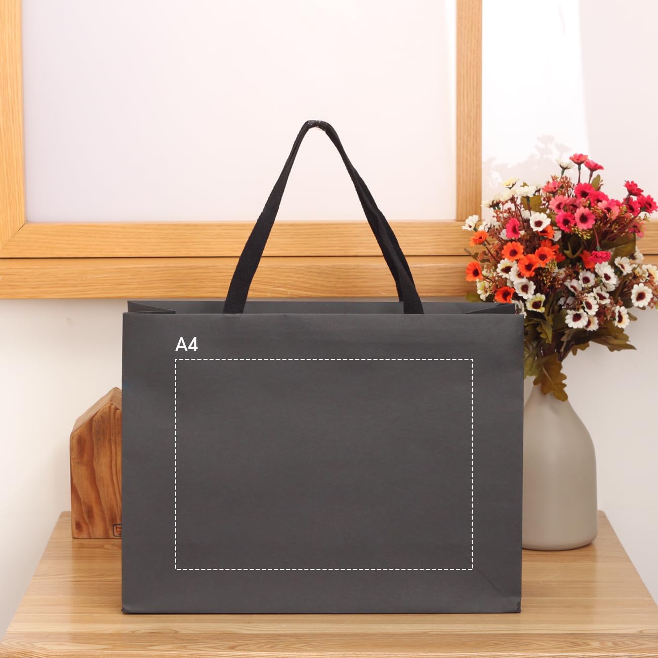 10pcs 15.7x5.5x11.8" (3) Large Size, Black Paper Bags with Black Cotton Handles, Thick Sturdy Durable Gift bags - Image 5