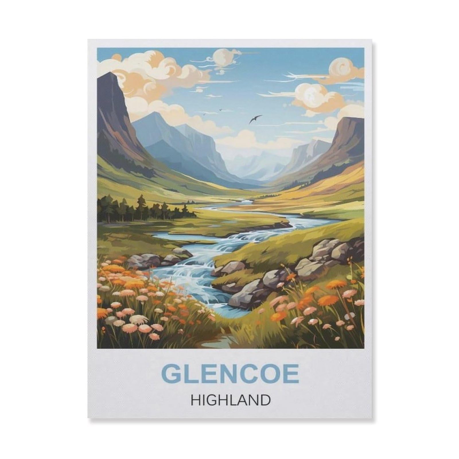 Funny Metal Tin Sign Wall Decor，Glencoe Highland(30x40cm）