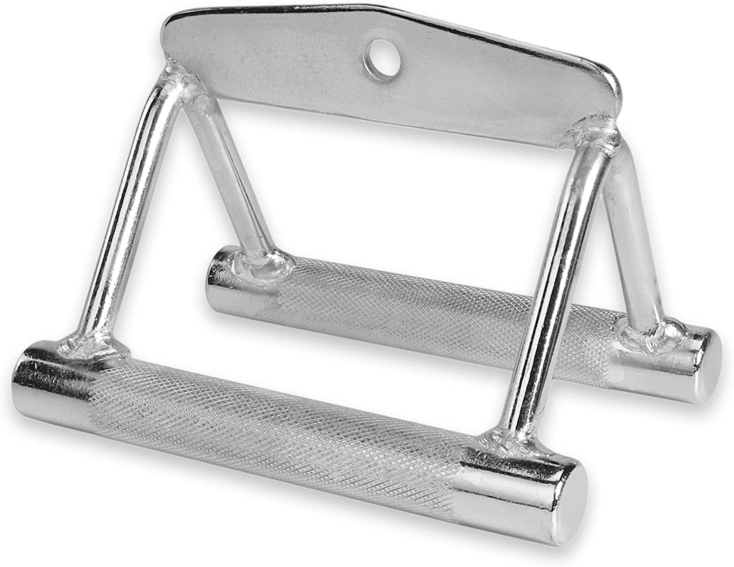 C.P.Sports Parallelgriff Vollstahl Chrom | ca. 14cm | Rudergriff für Klassische Ruderübungen/Latzug am Kabelzugturm, Kraftturm, Seilzugturm | für Kraftsport und Bodybuilding | wahlweise mit Karabiner