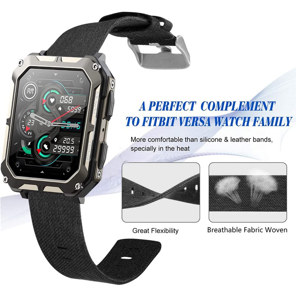 Compatible with PUREROYI Military Smart Watches Bands, Lamshaw Breathable Nylon Woven Fabric Replacement Accessory Strap Compatible with PUREROYI 1.83'' C20 Pro Military/meoonley 1.83'' C20 Pro