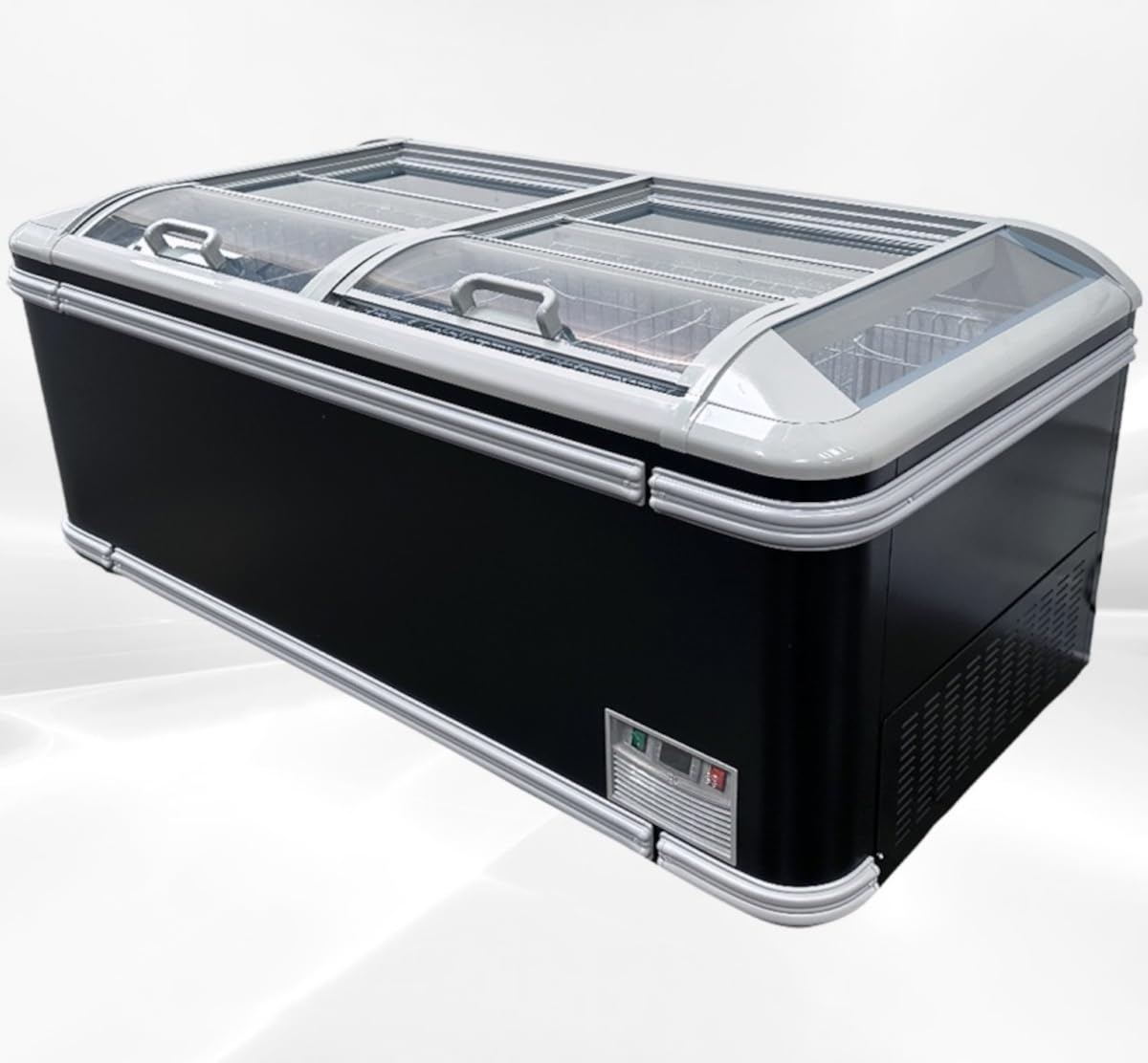 Chest Freezer for Supermarket Meat Freezer Glass sliding Door 73" Black Showcase Freezer Curve Display Top w/Storage Baskets 18 Cu.Ft HW18-U | Fridge.com