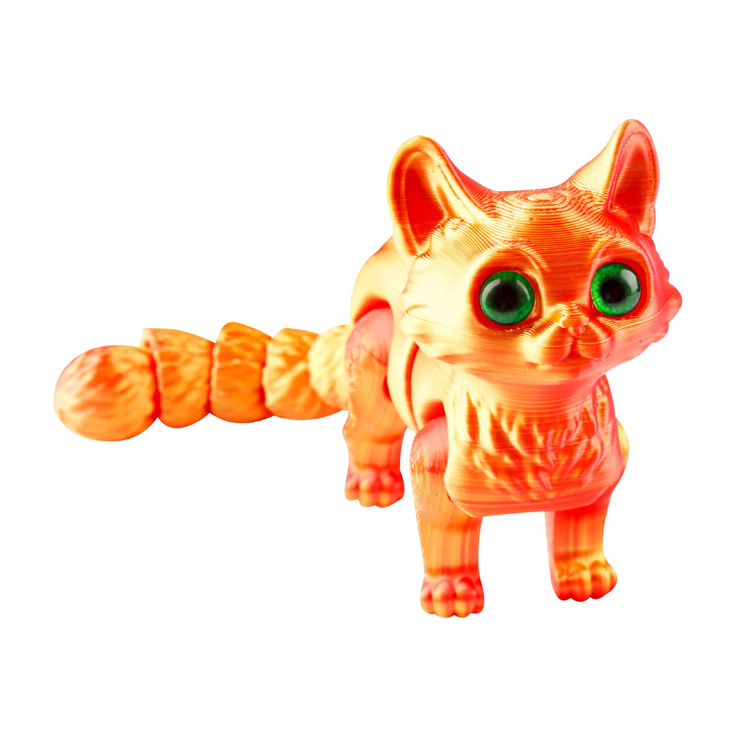 Tabanzhe 3D Printed Cat Fidget Toy – Stress Relief Flexible Articulated Cat Figurine Desk Decor, Jointed 3D Printed Animal for Office Home Gift(Red and Gold) — image 1